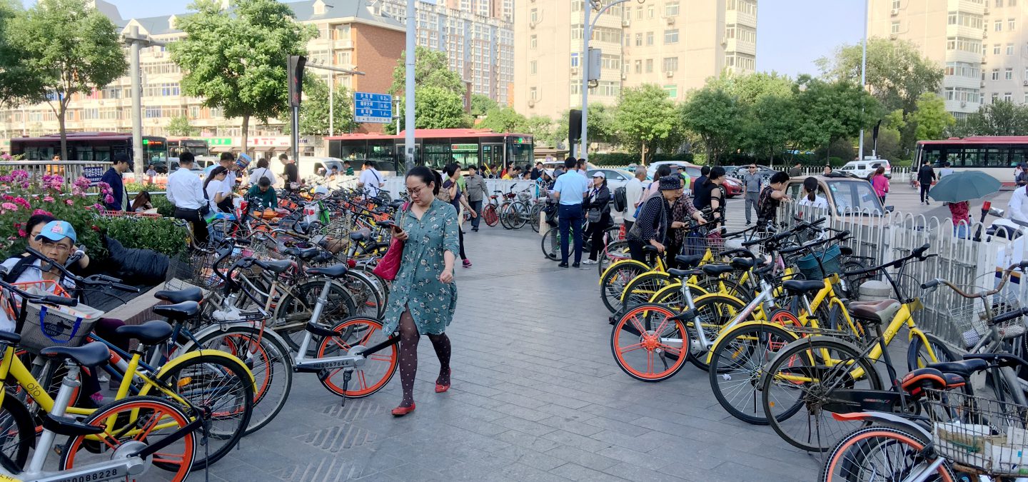 Dockless bicycles store